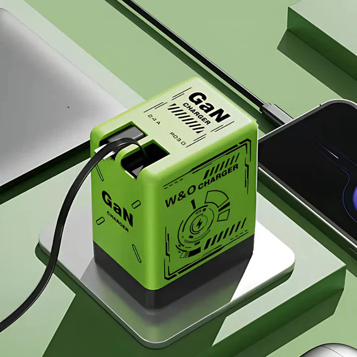 Dual Charger: Fast Charging Double Retractable Cable Travel Charger