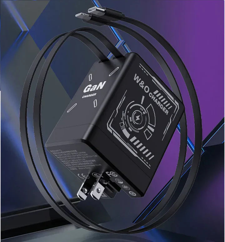 Dual Charger: Fast Charging Double Retractable Cable Travel Charger